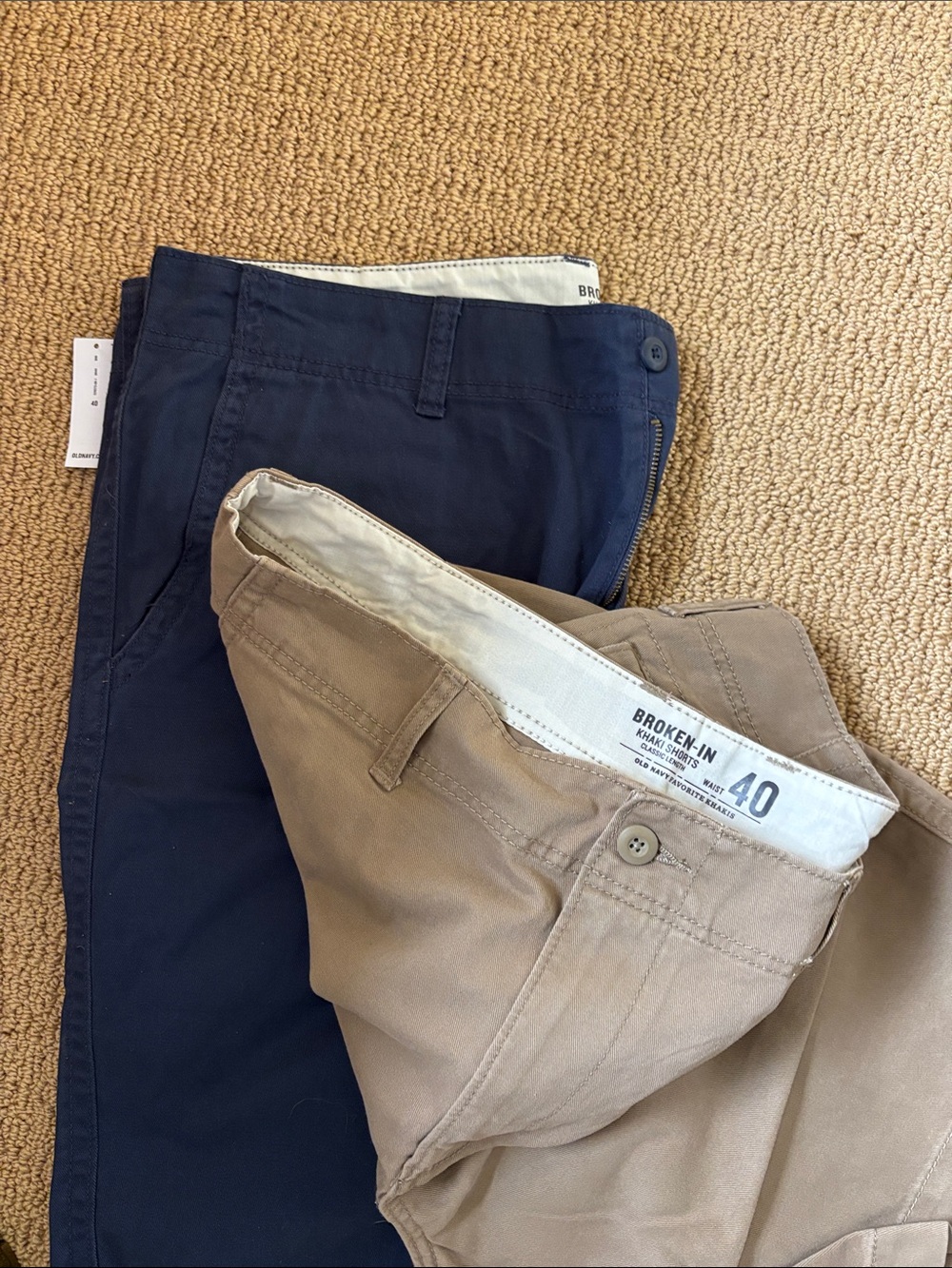 2 pairs Old Navy Broken-in Khaki Shorts size 40